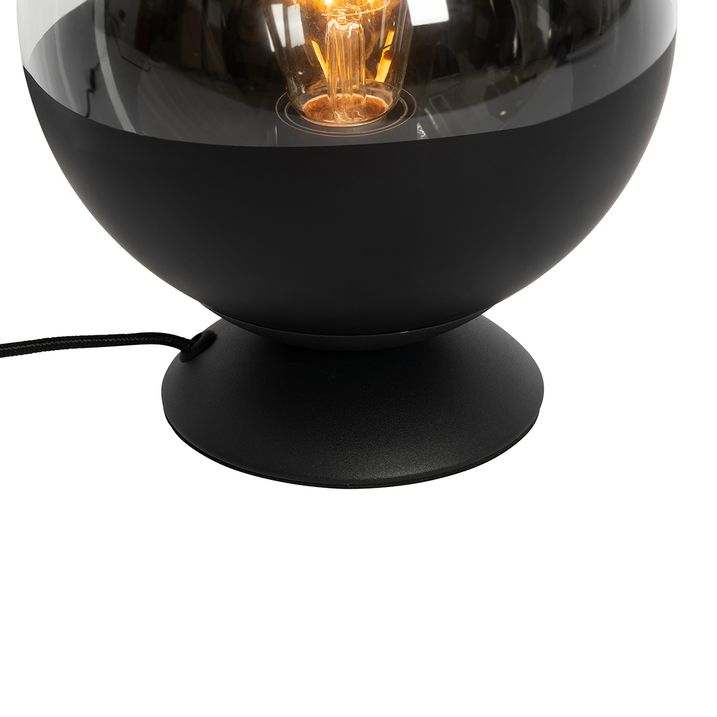 Lámpara de mesa retro negra con cristal transparente - Eclipse