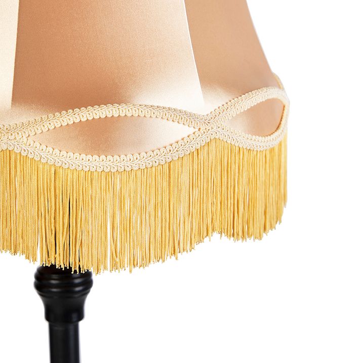 Candeeiro de pé preto com cúpula avó dourado - Classico
