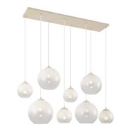 Lampada-a-sospensione-Art-Déco-beige-con-vetro-bianco-8-luci---Sandra