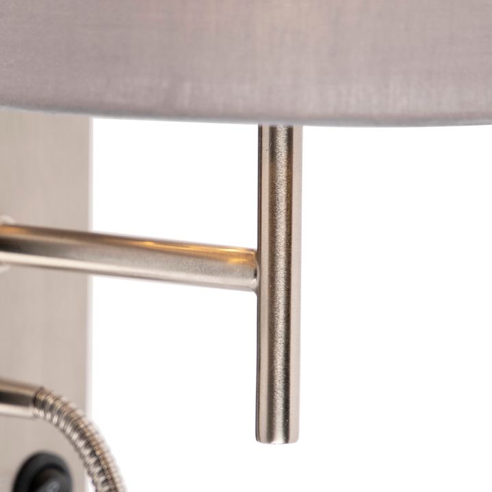 Moderne wandlamp staal met katoenen grijze kap - Stacca