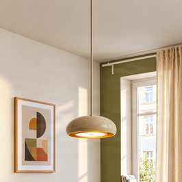 Retro pendellampe taupe med metallskjerm 2-lys - Macaron