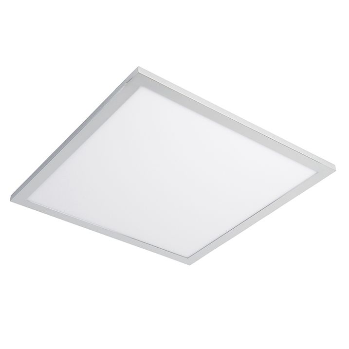 Négyzetes mennyezeti lámpa króm 45 cm LED-del IP44 - Flat