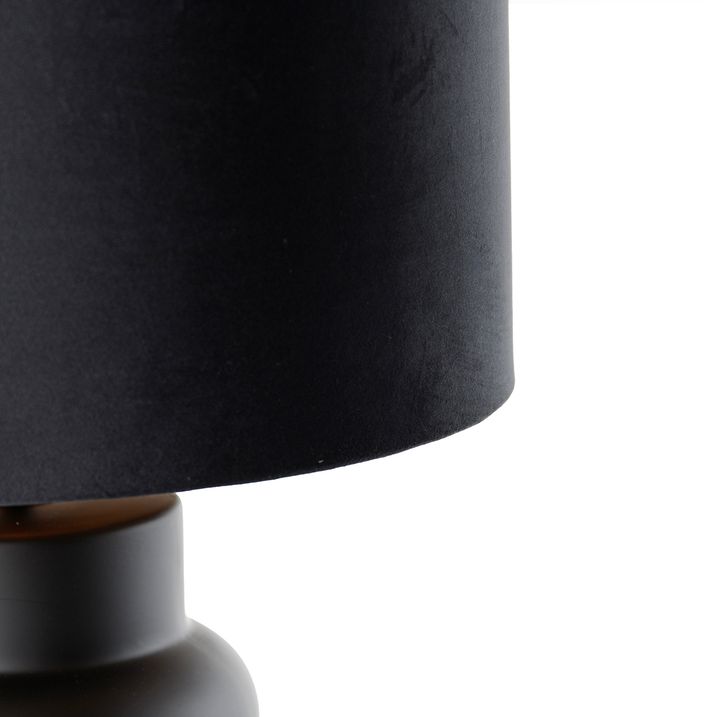Design Table Lamp Black Velvet Shade Black with Gold 35 cm - Alisia