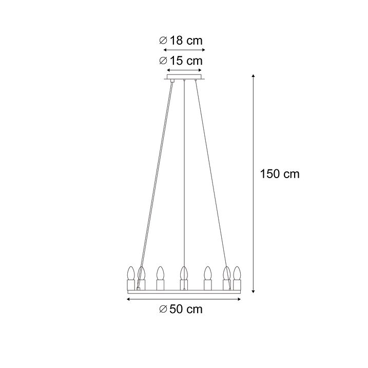 Pametna viseća lampa crna 7-svjetla uklj. WiFi C35 - Knight