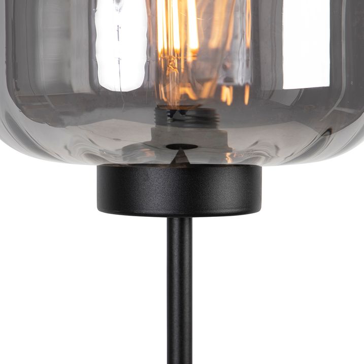 Smarte Stehleuchte schwarz mit Rauchglas inkl. Wifi ST64 - Qara