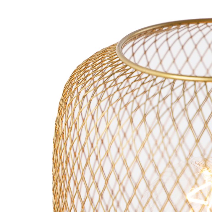 Moderná stolná lampa čierna so zlatom - Bliss Mesh