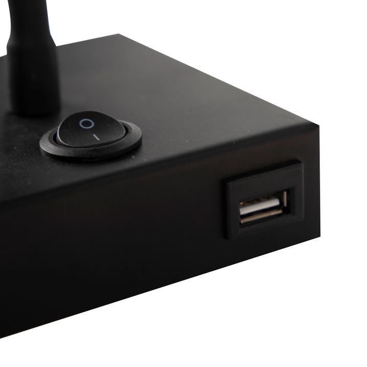 Modern Esnek Duvar Lambası USB Siyah - Zeno