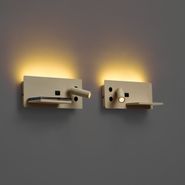 Комплект-от-2-бежови-стенни-лампи,-включително-LED-с-USB-и-индукционно-зарядно---Riza