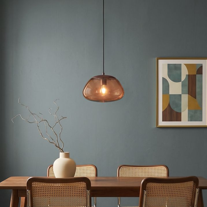 Retro pendellampe brun med brunt glas - Giselle