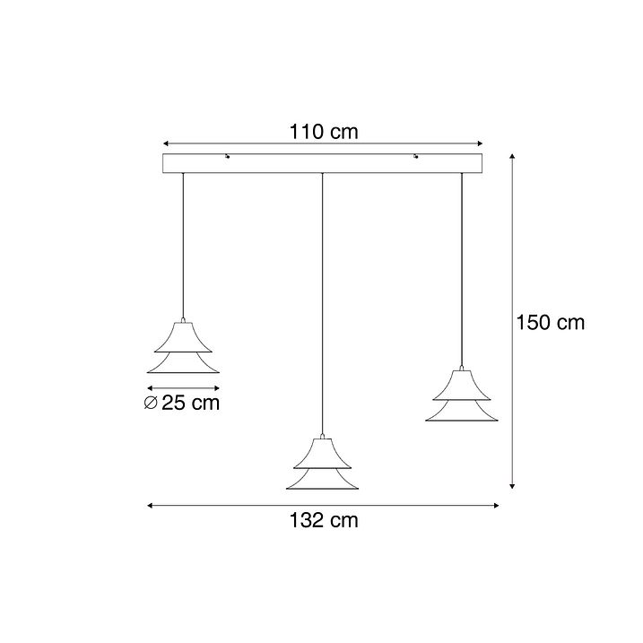 Viseća lampa crna sa bež bojom uklj. LED 3-stepenasto zatamnjivanje 3-svetla Easylift - Witch