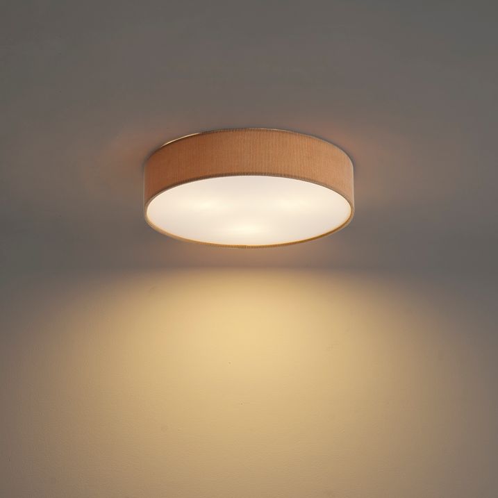 Plafonieră modernă gri-maroniu cu abajur de catifea 46cm 3 lumini - Luz