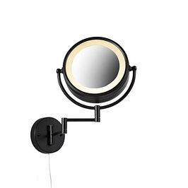 Espejo de pared de diseño negro con LED regulable IP44 con tirador - Vicino
