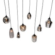Art-Deco-piekārta-lampa-melna-ar-dūmu-stiklu-8-gaismas---Hanne