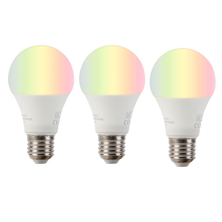 Inteligentná sada 3 žiaroviek E27 RGBW LED A60 9W 800lm 2200-4000K