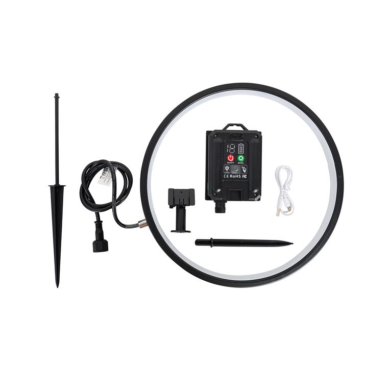 Set od 2 crna spoljna svetla na šipci 60cm uključujući punjivu LED i solarnu IP65 - Adalind