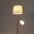 Klasická-stojaca-lampa-bronzová-látkové-tienidlo-biele-s-lampou-na-čítanie---Retro