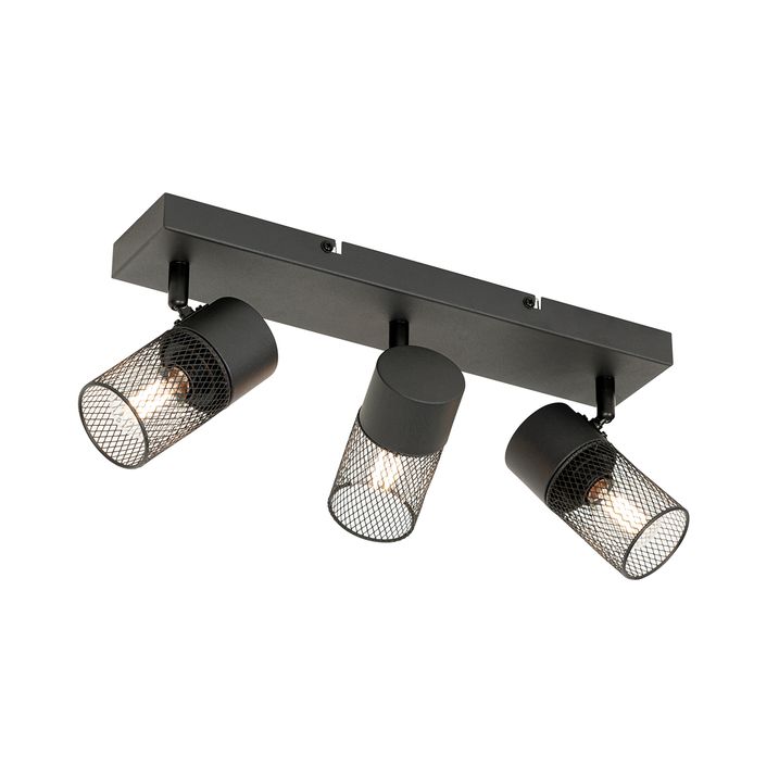 Candeeiro de teto industrial preto 3 luzes ajustável - Jim