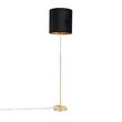 Lampadaire-or/laiton-avec-abat-jour-en-velours-noir-40/40-cm---Parte