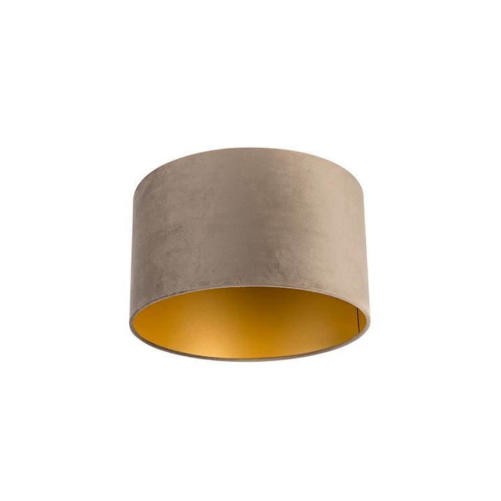Velour Lampshade Taupe 35/35/20 with Gold Interior