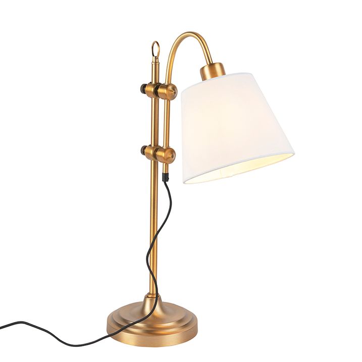 Klasická stolní lampa bronzová s bílým stínítkem - Ashley