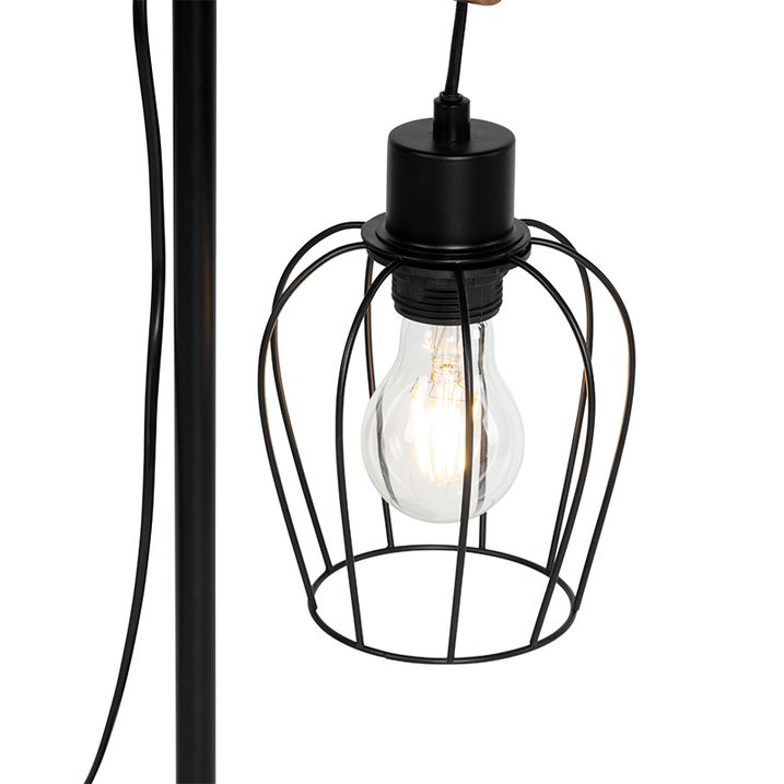 Lampe de table rustique noire avec bois - Stronk