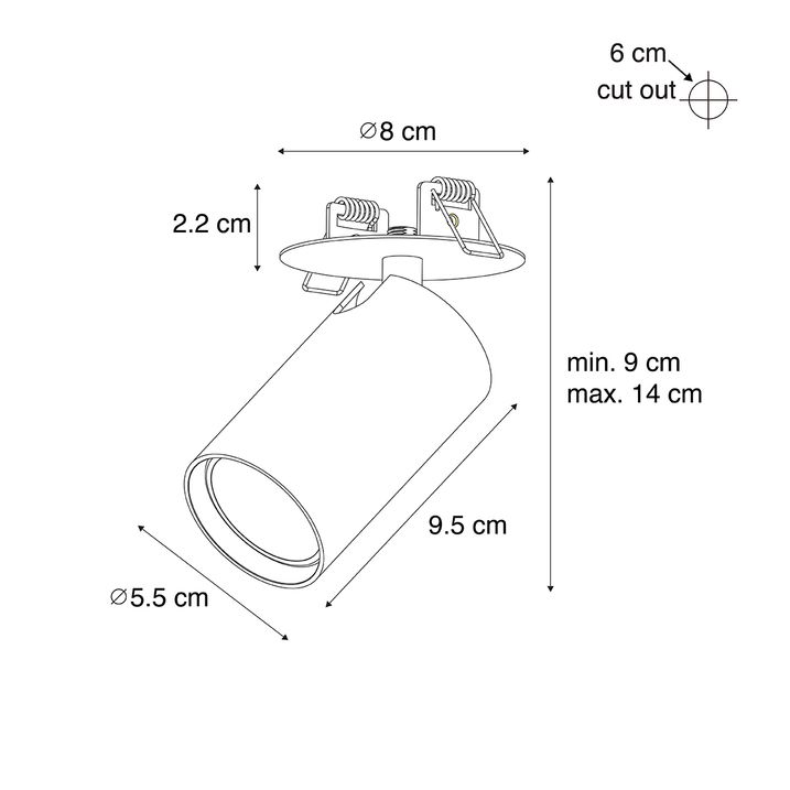 Moderno ugradno svjetlo bijelo GU10 50mm - Chels