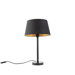 Klassieke tafellamp zwart met zwarte kap 32 cm - Simplo