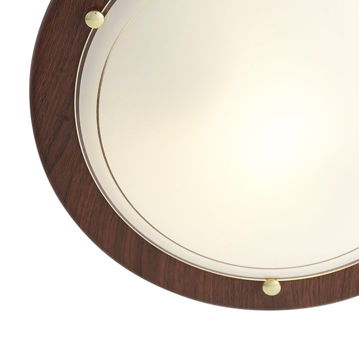 Klassieke plafonnière walnoot hout met wit glas - Mesiac