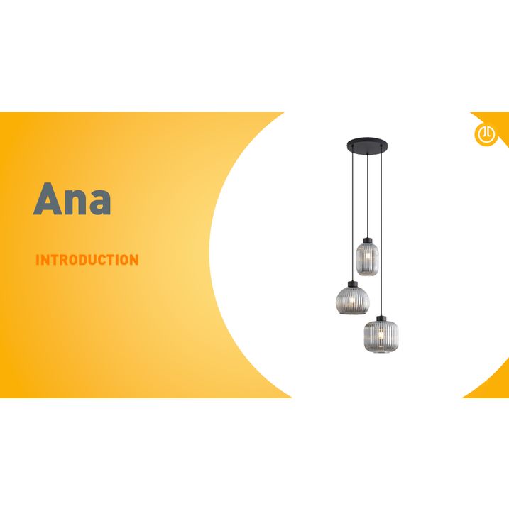 Slimme hanglamp zwart met smoke glas 3-lichts incl. WiFi A60 - Ana