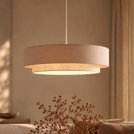 Sodobna viseča svetilka bež z naravno 50 cm 3-luči - Drum Duo