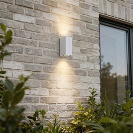Modern Outdoor Wall Light White Plastic 2-Light - Baleno