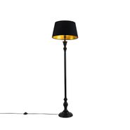 Smart-golvlampa-svart-med-skärm-svart-med-guld-45-cm-inkl-Wi-Fi-A60---Classico