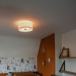 Rustikální stropní svítidlo bílé/krémové 30 cm - Drum Jute