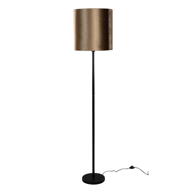 Golvlampa svart med sammetskärm brons 40 cm - Simplo