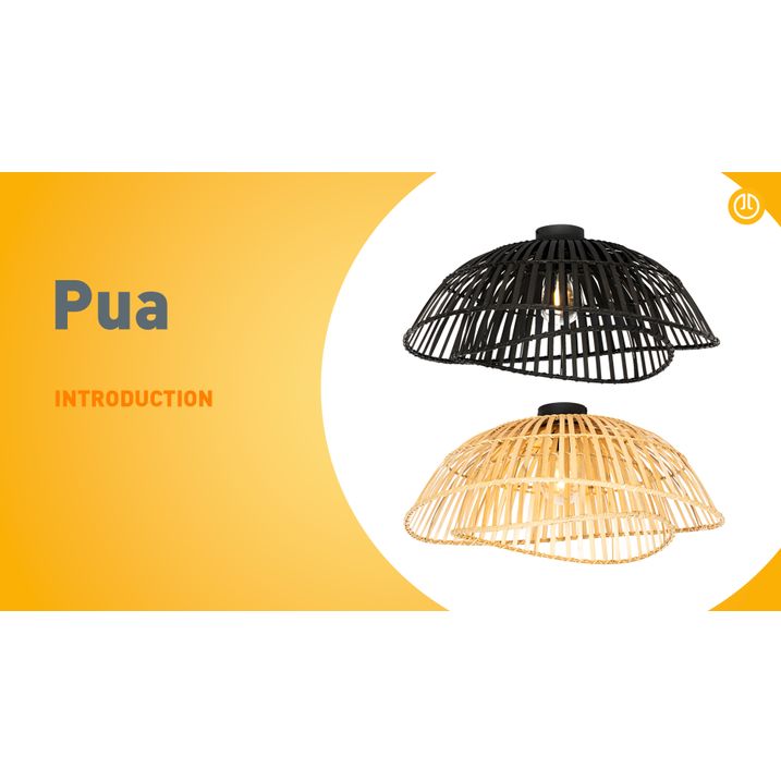 Plafoniera orientala din bambus negru 62 cm - Pua