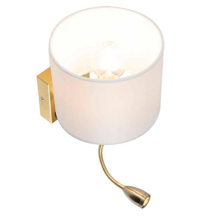 Goldene Wandleuchte USB mit weissem Schirm - Brescia Combi