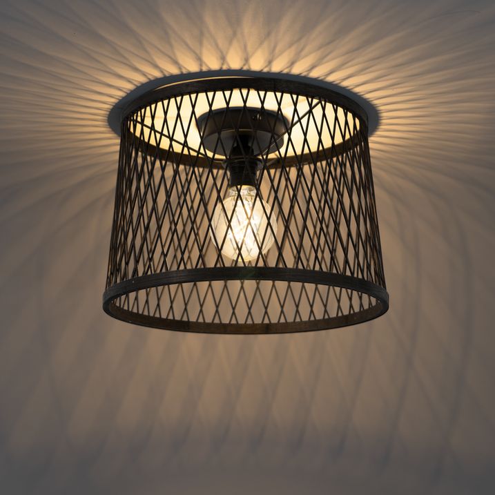 Φωτιστικό οροφής αγροτικό μαύρο rattan 40 cm IP44 - Calamus