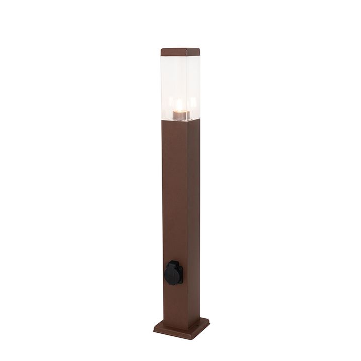 Spoljna lampa rđasto smeđa 80 cm sa utičnicom IP44 - Malios