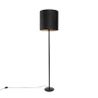 Gulvlampe sort med sort fløjlsskærm med guld 40 cm - Simplo