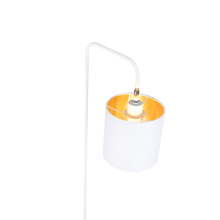Moderne vloerlamp wit met goud - Lofty
