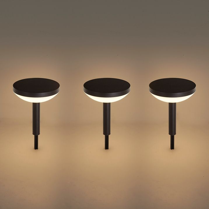 3er-Set schwarze Erdspießleuchten inkl. LED Solar IP44 - Dottie