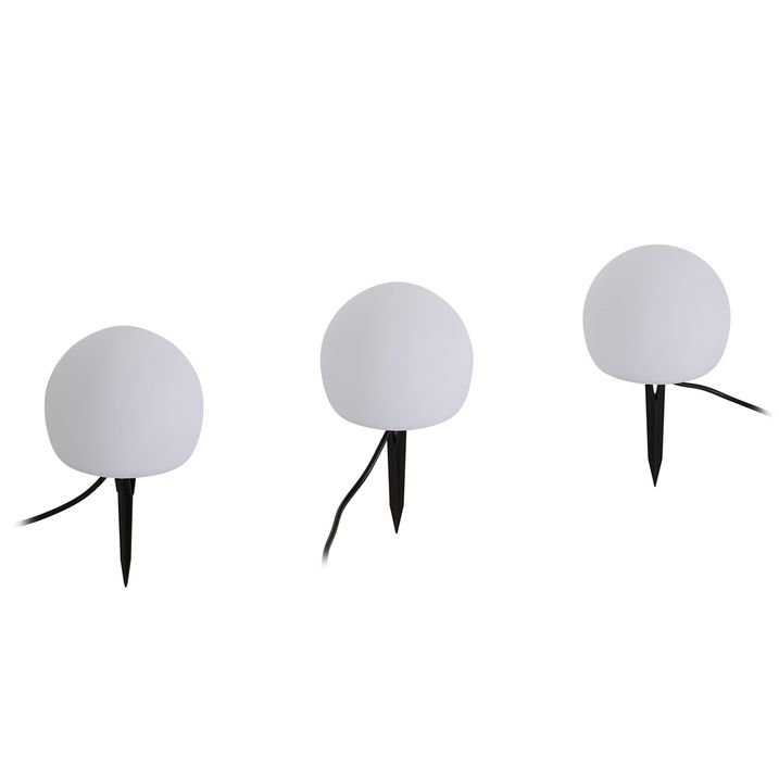 12V-System schwarz 7m mit 3 Aussenleuchten weiss 12cm inkl. LED IP44 - Voltaire Luno