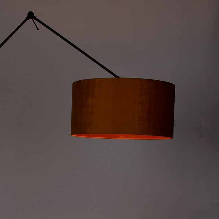 Moderní stojací lampa černá se zlatým stínítkem 50 cm - Editor