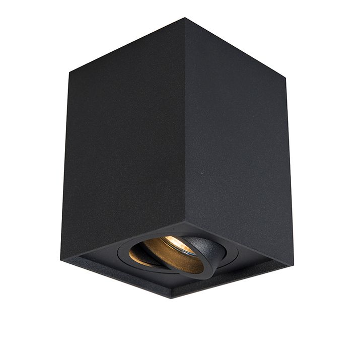 Moderne opbouwspot zwart draai- en kantelbaar - Quadro 1 Up