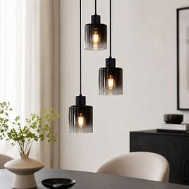 Modern Pendant Lamp Black with Smoke Glass 3-Light - Dame