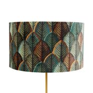Tafellamp-messing-met-velours-lampenkap-blad-dessin-met-gouden-binnenkant---Kaso