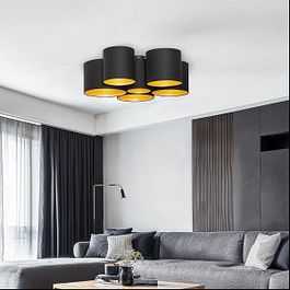 Plafón negro con interior dorado 6 luces - Multidrum
