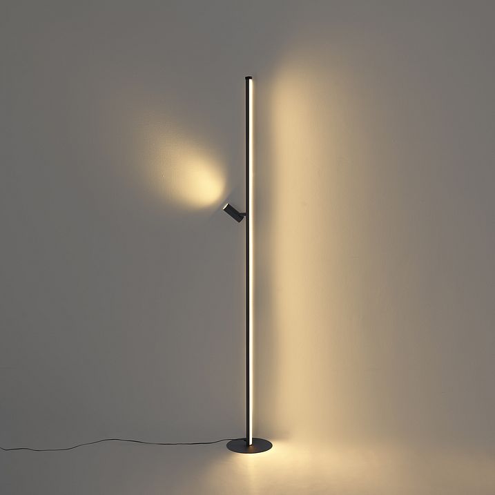 Design vloerlamp zwart met leeslamp incl. LED met touchdimmer - Throttle