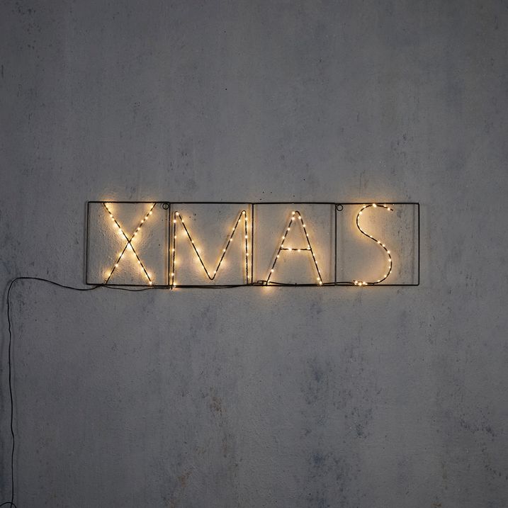 Lampă de perete de Crăciun neagră XMAS incl. LED cu temporizator IP44 - Yoro