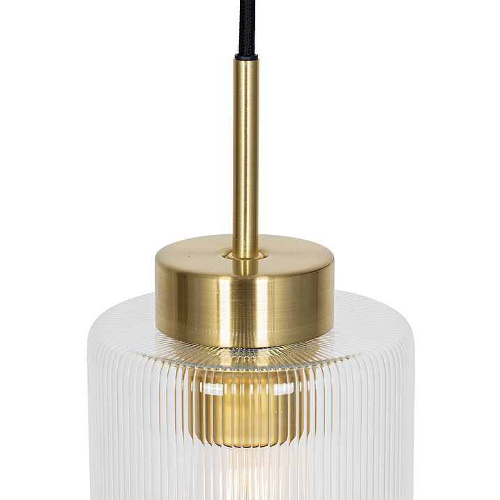 Lámpara colgante Art Deco dorada con cristal 4 luces - Laura